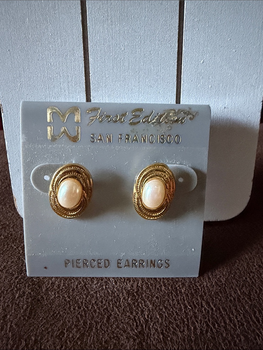 Gold Oval Pearl-Effect Stud Earrings